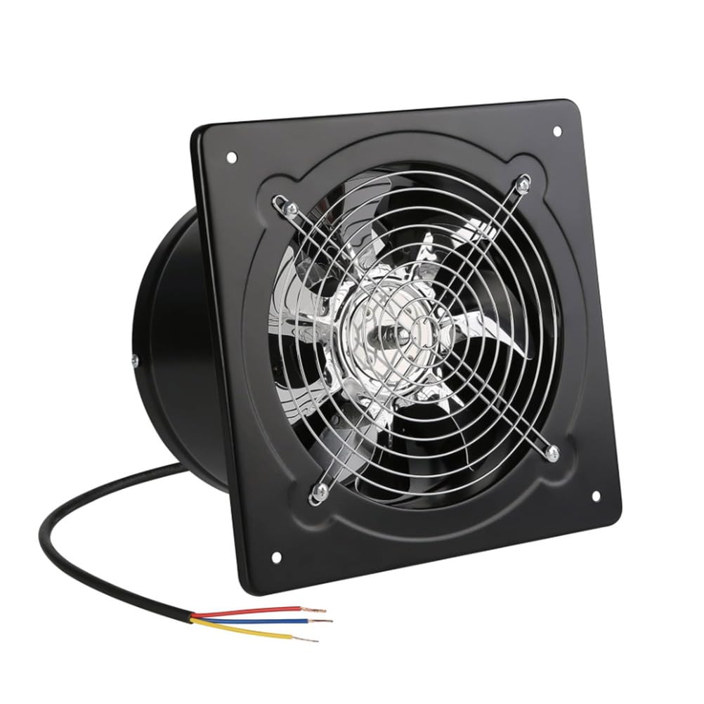 HYZHANHONG Wall Mounted Exhaust Fan for Kitchen, 8 Inch Industrial Ventilation Extractor Exhaust Fan Low Noise And Stable Running Metal Body And 7 Wind Blade(Black)