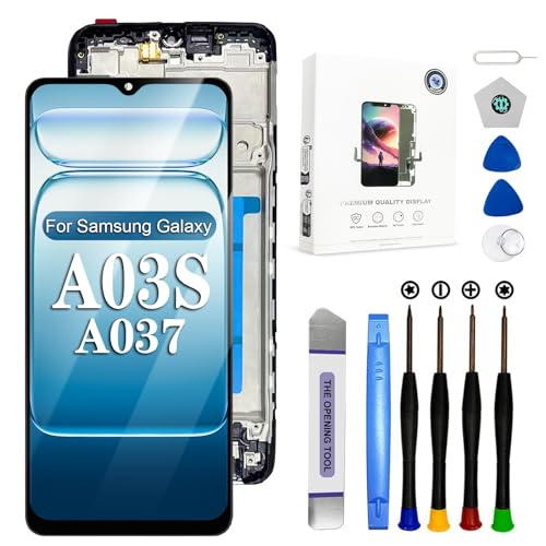 EFAITHFIX for Samsung Galaxy A03S A037U US Version Screen Replacement with Frame 6.5 Inch LCD Display Digitizer for Samsung A03S A037U A037U1 Screen Replacement Touch Screen Assembly with Repair Tools