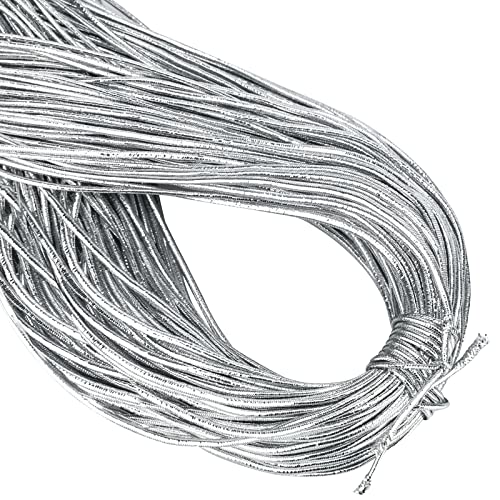 131 Yards Metallic Elastic Cords -1Mm Silver Stretch Cord Rubber String For Craft Making Gift Wrapping, Jewelry Making, Necklaces And Beading #TOP14