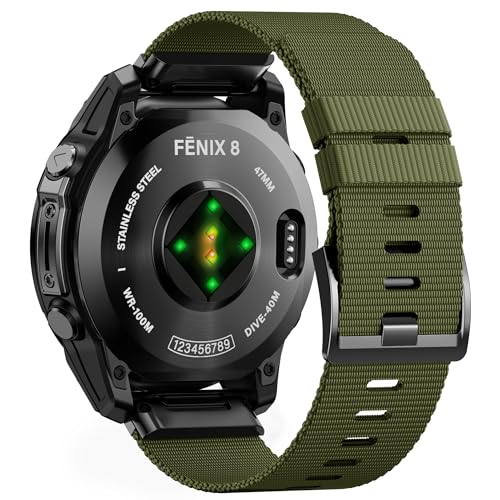Bracelet Quickfit 22mm Garmin Fenix 7 Pro 6 Pro Forerunner 965 Epix Nylon Vert