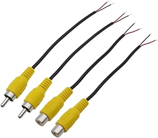 Jack Plug Adaptador Convertidor, Conector RCA macho/jack RCA hembra a extremo de cable desnudo, extensión de cable de audio, cables de altavoz, conectores RCA de audio y vídeo for bricolaje.(2 Male 2