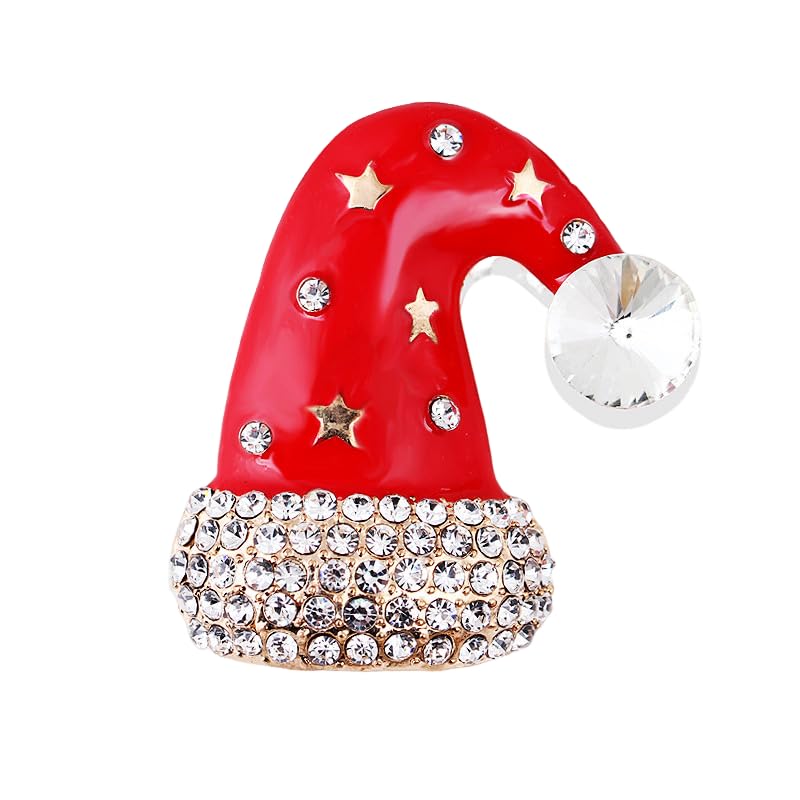 Image of Christmas Brooch Pins Crystal Christmas Tree Snowflake Jingle Bell Reindeer Enamel Brooches Holiday Party Gift for Women