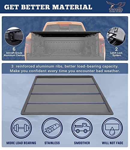 TIPTOP Soft Roll-Up Tonneau Cover Truck Bed for 2002-2018 Dodge Ram 1500; 2003-2024 2500 3500; 2019-2024 Classic 8ft Bed (96.3\") w/o RamBox | TP1 |