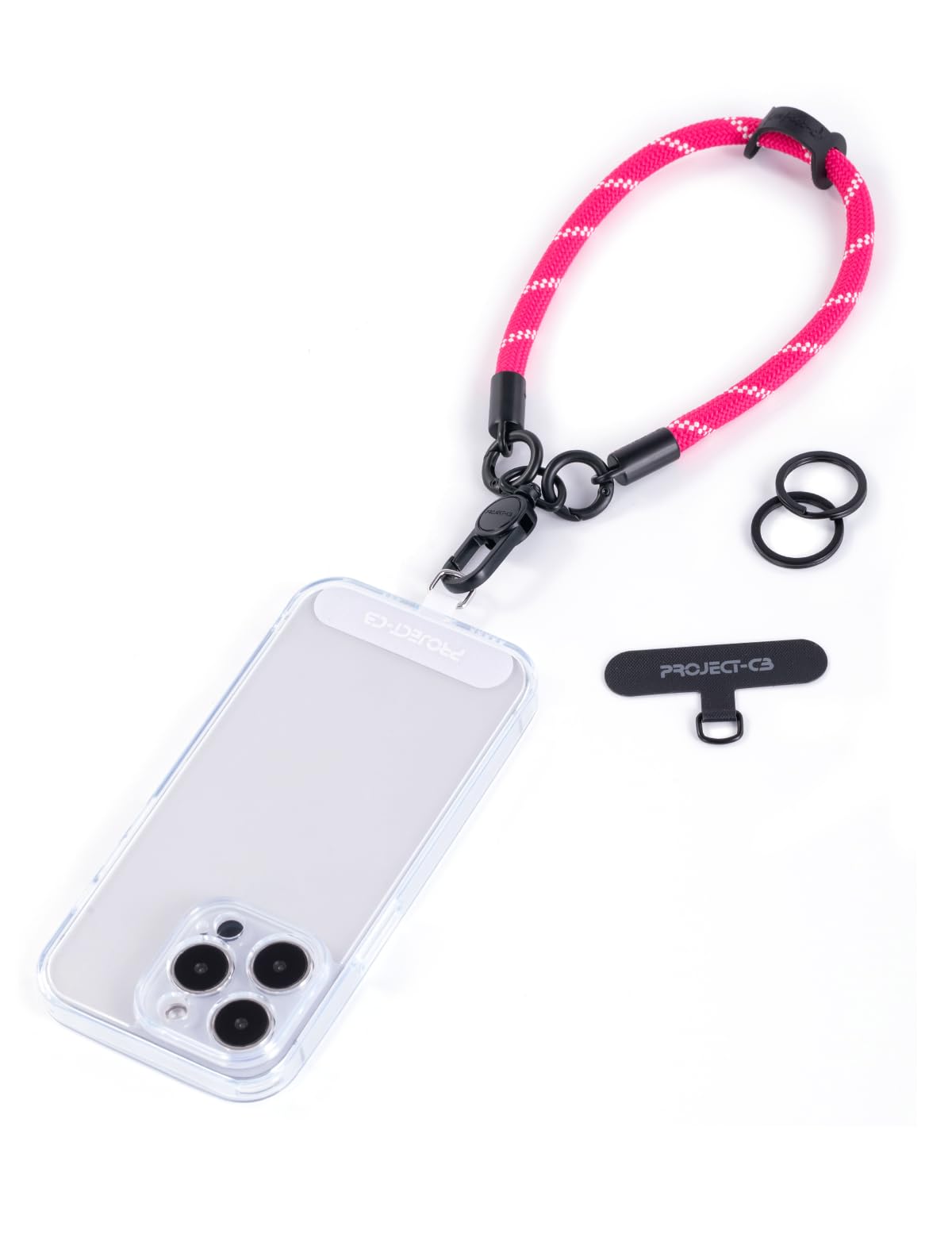 Project-Cb Unisex Magenta Phone Wrist Strap 1,Tether Tab 2,Hand Strap, Phone Wristlet,Key Ring 2, Lanyard Patch,Keychain (Magenta)