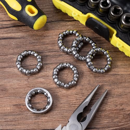 Customylife 6Pcs Bicycle Crank Ball Bearing, 1/4 In X 9 Balls Rustproof Bottom Bracket Bearings, Smooth Bike Axle Wheel Frame Bearing Repair For Schwinn Mountain Genesis Stretch Bike-Silver thumb #6
