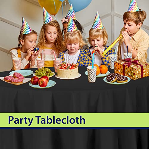 Image of Party Dimensions Black Disposable Plastic Tablecloth for Round Tables (36 Pack) Table Cloths for Parties, Events & Weddings, Indoors & Outdoors, 84 inches, Plastic Table Cover