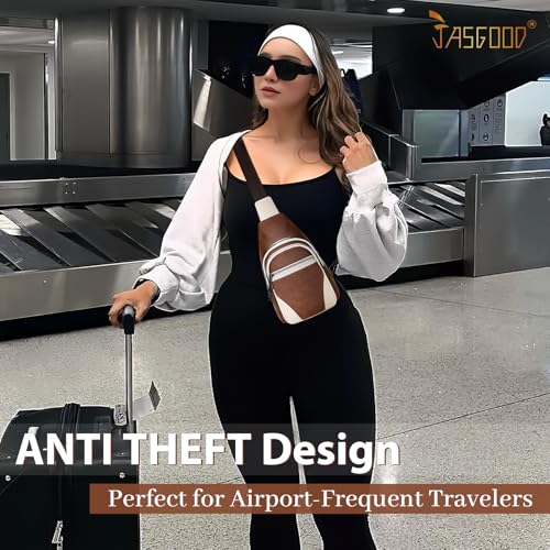 Image of JASGOOD Anti Theft Small Sling Bag for Women Leather Fanny Packs Crossbody Bags Trendy Anti-Theft Sling Purse for Travel