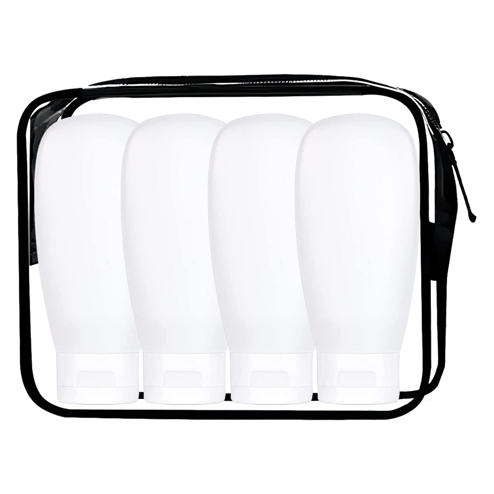 Travel Bottles for Toiletries, Tsa Approved Travel Size Toiletries, Portable Leak Proof Squeeze Cosmetic Travel Containers, Refillable Travel Accessories for Shampoo Body Wash Liquids(4 Pack,White)