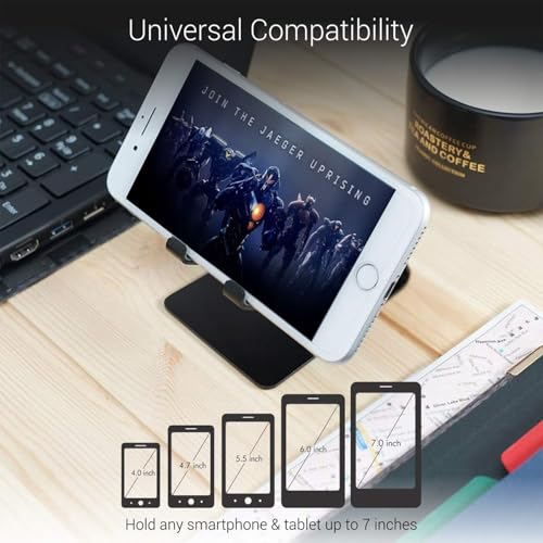 Image of Sounce Universal Mobile Holder Stand | Metal Body, Anti-Skid Design | Stand for Smartphones, Tablets, iPad, Kindle | Lightweight, Rust-Proof, Scratch-Resistant | Black