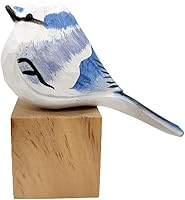 Vista 20 de Figura de pájaro de teta de vientre amarillo de madera para decoración del hogar