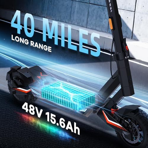 Image of Electric Scooters 30MPH-1000W Motor, Fast Adults Escooter 40 Miles Long Range Battery, 10 Inches Off Road Tires Foldable E-Scooters for Teens and Adult