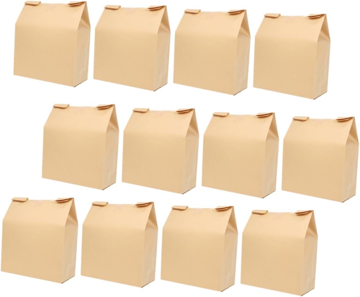 KOMBIUDA 50pcs Kraft Paper Bread Bags for Toast and Baking Snack Packaging for Candy Cookies and Pastries for Parties and Take-out Orders