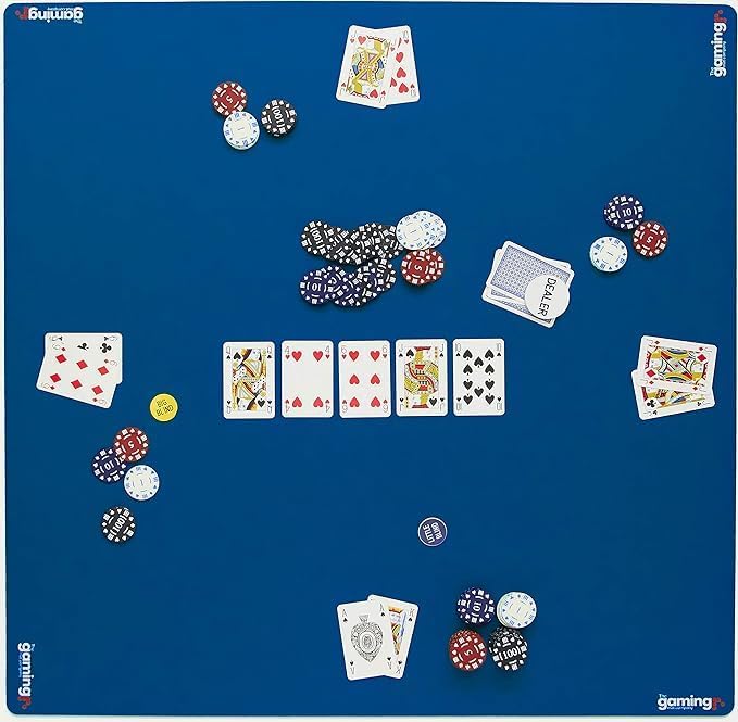 The Gaming Mat Company Poker, Dominoes, Bridge & Mahjong Mat with Carry Case - Blue 33" x 33" Premium Card Gaming Mat Table Top Topper- Square Mahjong Table Cover - 35.4" x 3.6" Carry Bag Storage Tube