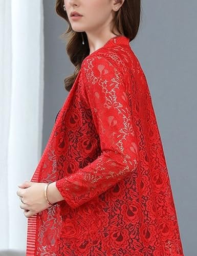 Image of FindThy Women's 3 /4 Sleeve Lace Cardigan Long Sleeve Open Front Floral Crochet Shrug Cover Up