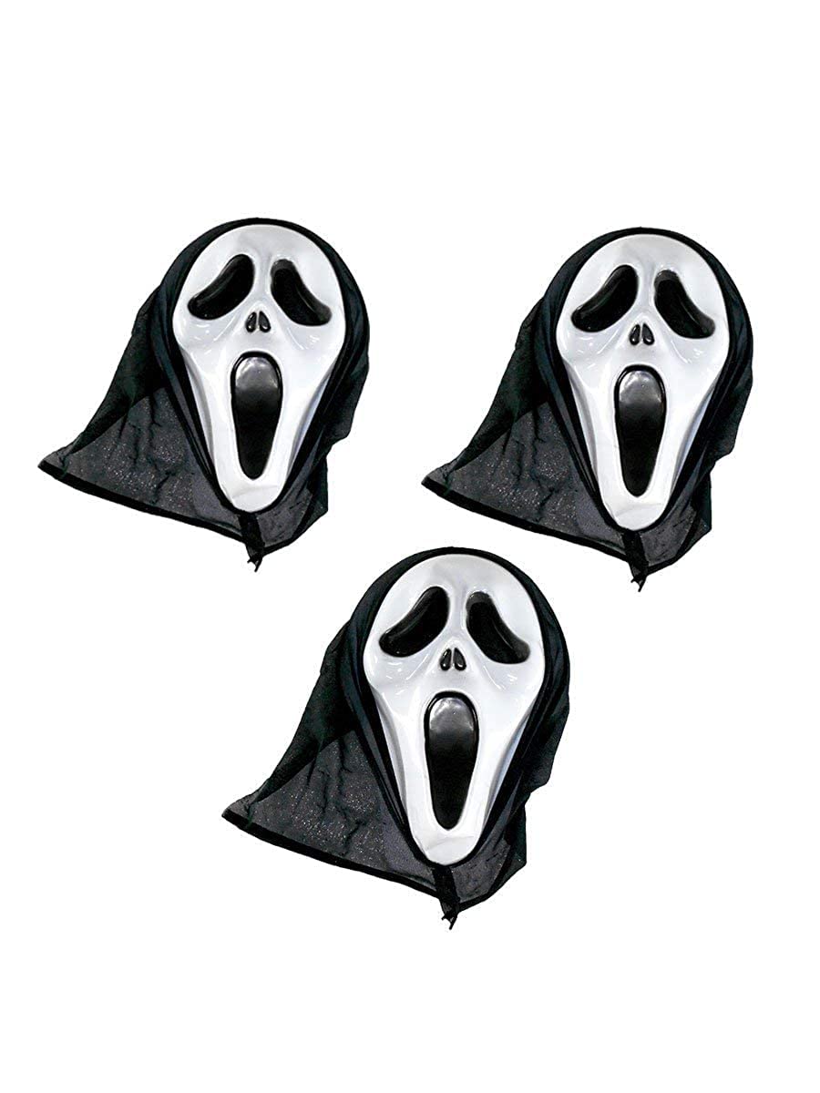 KANABEE Halloween Party Ghost Horror Mask - Pack of 3 Head Devil Screamed Whimsy Scary Faces Skeleton