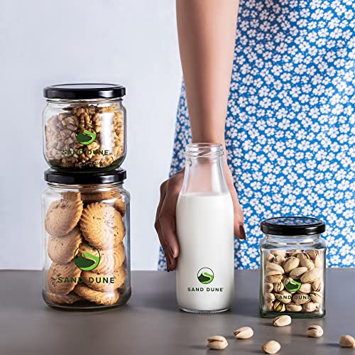 Image of SAND DUNE 250 ml Each Storage Glass Jar Set, Transparent | BPA Free | Storage Jar Containers /Barni for Kitchen for Aachar Pickle, Dry Fruits and Spices (250 ml, Pack of 3)