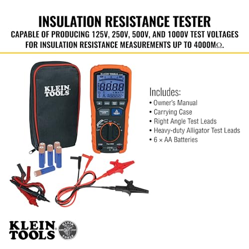 Klein Tools ET600 Multimeter, Megohmmeter Insulation Tester, 4000 Ohms Resistance, 125V/250V/500V/1000V, Auto-Ranging TRMS Multimeter by KLEIN TOOLS - Image 5