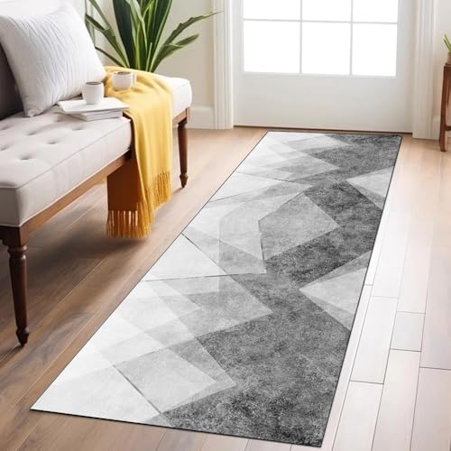 Alfombras de pasillo que no se mueven lavables color gris moderno 3