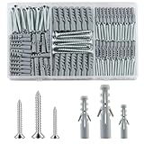 230 Pz Tasselli e Viti Set(115 Tasselli da Parete, 115 Viti Autoperforanti per Cartongesso), Vite Autofilettanti e Ancoraggio Espansione per Muratura, Mattoni, Cemento, M3.5/M4/M5/M6/M8
