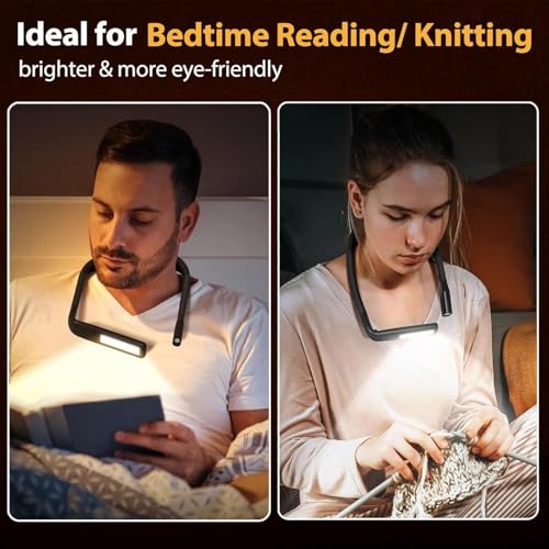 Image of Neck Reading Light Book Lovers Gifts,Rechargeable Book Light for Reading at Night in Bed Reading Accessories, Crochet Accessories Knitting Gifts for Mom Christmas Stocking Stuffers for Men Women