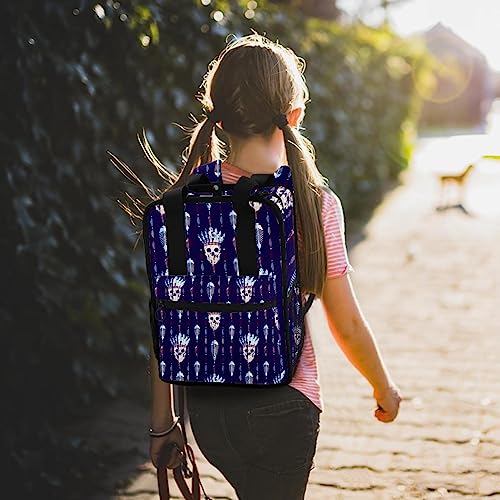 Sac à dos garçon tête de mort multicolore réglable bohème - 7