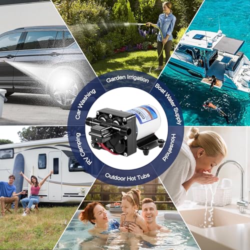 Image of 4008-101-A65 /E65 RV Water Pump,12V RV Water Pump 3.0 GPM &55 PSI Diaphragm Pump Self Priming for RV Plumbing & Camper Water Pump with Pressure Switch Quiet & Smooth Operation