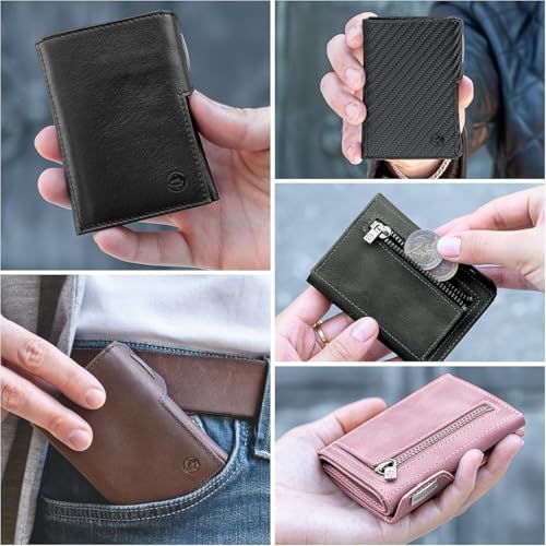 Unisex Svente Leather Small Front Pocket RFID Wallet with Coin Pocket – Vintage Brown3