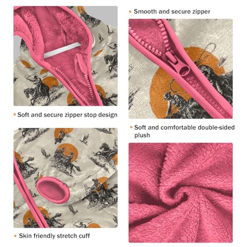 Girls Fleece Coat Western Cowboy Zip-Up Hoodie Boys Outerwear Kids Hooded Jacket 3T3