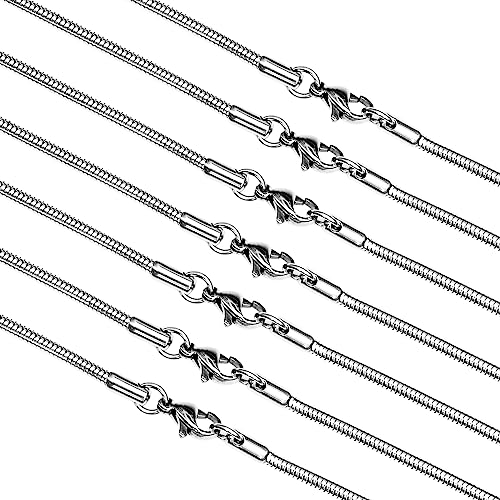 7 Pack Stainless Steel Chains For Men & Women 22", Silver Tone Necklace Chains For Jewelry Making 2.5Mm - Snake Chain. (7Pcs Snake Chains) #TOP4