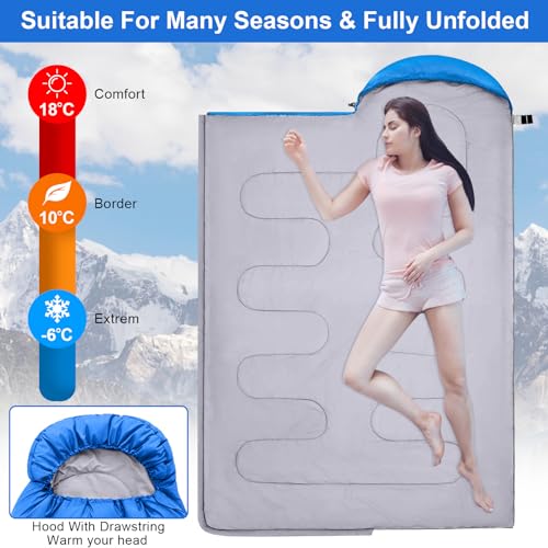 Miniatura 3 de Saco De Dormir Adulto Ultraligero Compacto Y Impermeable, Sacos De Dormir 4 Estaciones, Adecuado Para Acampar, Senderismo, Se Puede Usar Como Colcha