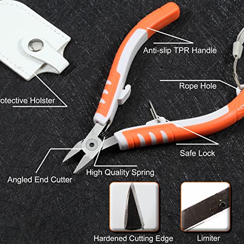 SPEEDWOX 5 Inch Diagonal Cutting Pliers Tapered Head Ultra Sharp Model Sprue Wire Clippers Electrical Wire Cutter Side Cutting Nippers with Safety Lock CR-V Steel - Thumbnail 2