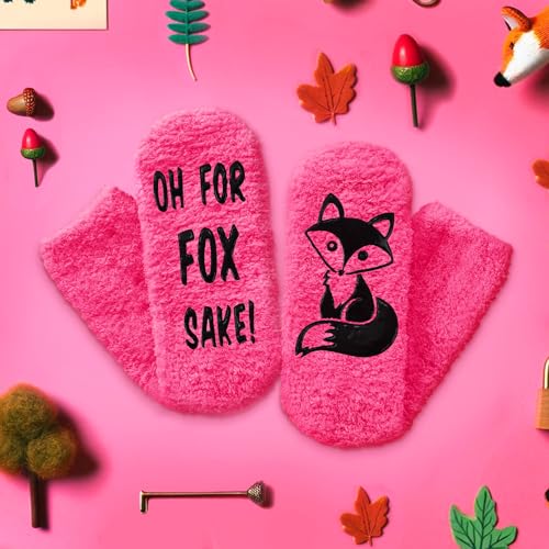 Image of HAPPYPOP Funny Socks for Women - Cute Monkey Fox Panda Fuzzy Socks, Animal Lover Gifts