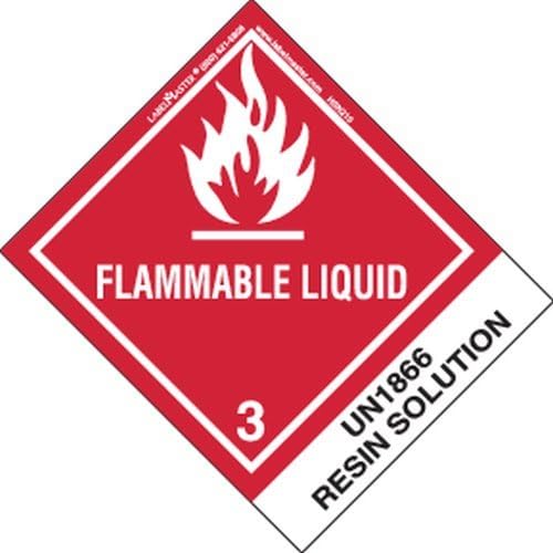 Labelmaster HSN2100 Flammable Liquid Label, UN1866 Resin Solution, Paper, Hazmat, 4.75" x 4" (Pack of 500)