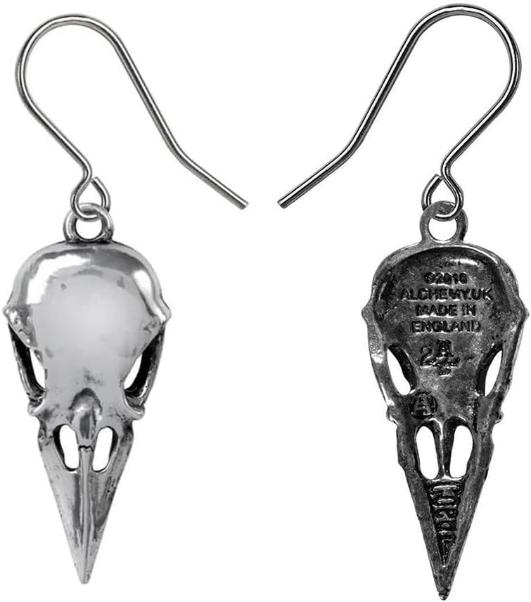 Alchemy Coeur Crane Earrings England Skull Legendary Bird Immortal Grave Gothic