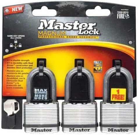 Master Lock 1-7/16 in. H x 5/16 in. W x 2 in. L Laminated Steel Ball Bearing Locking Padlock 3 pk