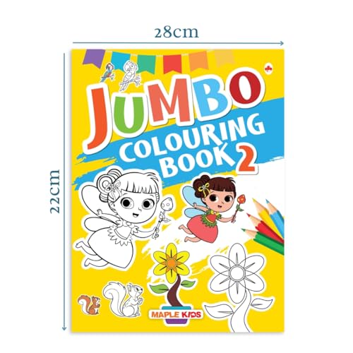 Image of Jumbo Colouring Book 2 - Activity Coloring Book - Gift to children for painting, drawing and colouring with reference guide - Colouring Activities - Age 3+