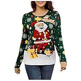 Generisch 2026 Suéter de Navidad para mujer, cuello redondo, verde, L