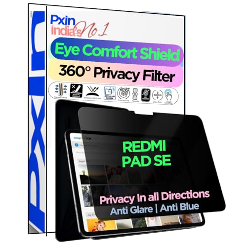 Image of PxIn Tablet Privacy Screen Guard compatible with REDMI PAD SE | No.1 | Anti Glare | Anti Blue Light | Anti UV | 4 Way Privacy Filter | 360 Privacy | Eye Protect