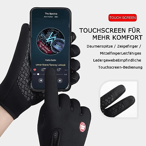 Foto von Fahrradhandschuhe Herren, Warme Touchscreen Handschuhe, Winterhandschuhe Herren Anti-Rutsch Winddicht,Fahrradhandschuhe Damen, Kaltes Wetter Sport Handschuhe Radfahren Laufen Wandern Skifahren