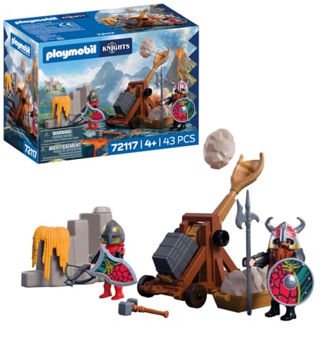 PLAYMOBIL | Knights | Steinkatapult Drachenritter | Katapult mit Schleuderfunktion und Felswand | Ritter Spielzeug für Kinder ab 4 Jahren | 72117
