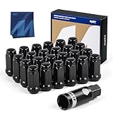 Orion Motor Tech 24-Piece M14x1.5 Lug Nuts Black with Hex Tuner, 1.75 inches Length with Cone Seat, Compatible with Chevy GMC Ford Cadillac Lincoln SAAB Saturn Silverado 1500 Savana 1500 F150 Exped
