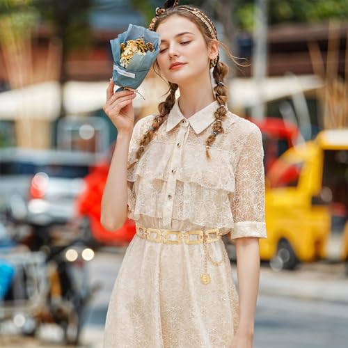 Image of SANNIDHI Waist Chain for Women Metal Golden Chunky Waist Belts Stylish Boho Hip Belt for Saree Fashion Western Saree Belts Adjustable Chain Belt for Women Dresses, Jeans, Skirts, Beach Outfits