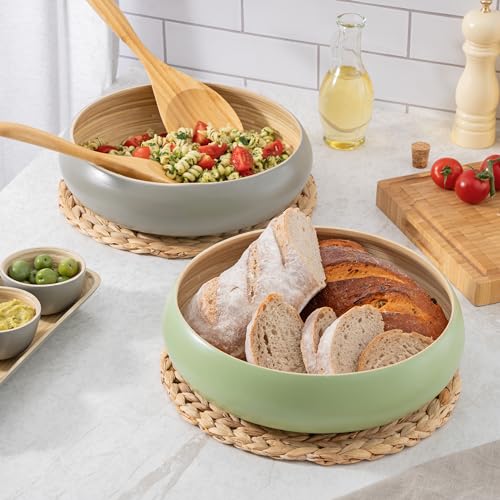 Dehaus® Large Stylish Bamboo Fruit Bowl - 30cm, Navy Blue - Wooden Salad Serving Bowl - Fruit Basket for Kitchen or Bread Basket - Table Centrepiece Decoration - Home & Kitchen Tableware Accessories - Cosy Home Interiors Dehaus® Large Stylish Bamboo Fruit Bowl - 30cm, Navy Blue - Wooden Salad Serving Bowl - Fruit Basket for Kitchen or Bread Basket - Table Centrepiece Decoration - Home & Kitchen Tableware Accessories - Image 4