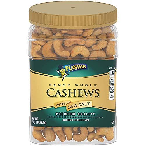 Planters Fancy Whole Cashews With Sea Salt, 33 Oz. Resealable Jar - Snack For Adults Made With Simple Ingredients - Kosher & Roasted Pecans, 7.25 Oz. Resealable Canister - Vegan Snacks, Kosher #TOP1