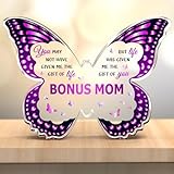 GLEEVERA Bonus Mom Gift Ideas from Daughter Son, Gifts for Bonus Mom, Step Mom Gifts, Gifts for Step Mom for Valentines Birthday Mothers Day Christmas - Butterfly-Shaped Decorative Acrylic Plaques Gifts