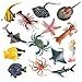 kukifun Sea Animals Toys Figures 21Pcs, Plastic Marine Creature Shark Fish Starfish Crab Lobster Octopus Seahorse Coral Jellyfish Ocean Life for Kids Birthday Party Favor Cake Decoration