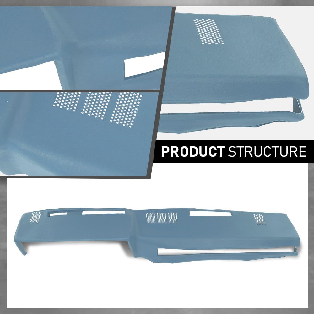 GRAND ORANGE TPE Dash Cover Compatible with 1981-1987 GMC & Chevy Full Size Pickup / 1981-1991 GMC & Chevy SUV Dashboard Cover Light Blue
