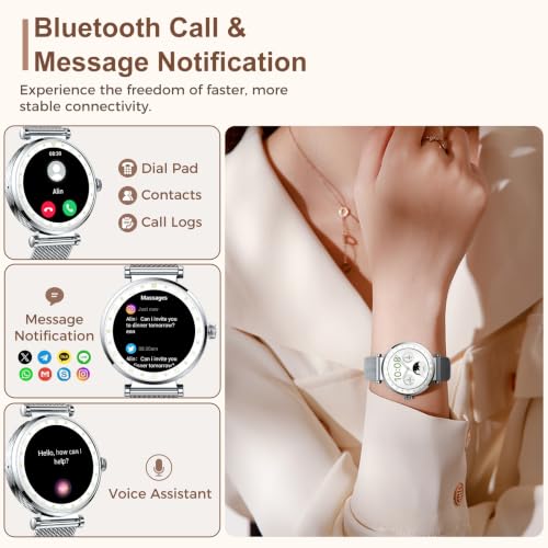 Image of Smart Watch for Women, AMOLED HD Display Fitness Tracker Bluetooth Make /Answer Call, 1.19 inch Watches with 110+ Sports Modes /Heart Rate /SpO2 /Sleep Monitor, Smartwatch IP68 Waterproof for Android iOS