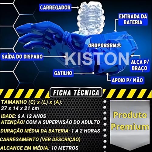 Brinquedo Arminha Braço Lança Bolinha Gel elétrico Bateria Recarregável Automático Pistola Arminha l