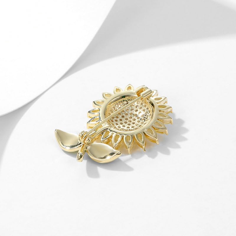 Image of 14K Gold Sunflower Coat Brooches for Women, Suit Cardigan Pin for Stylish Casual Wear, Small Brooch